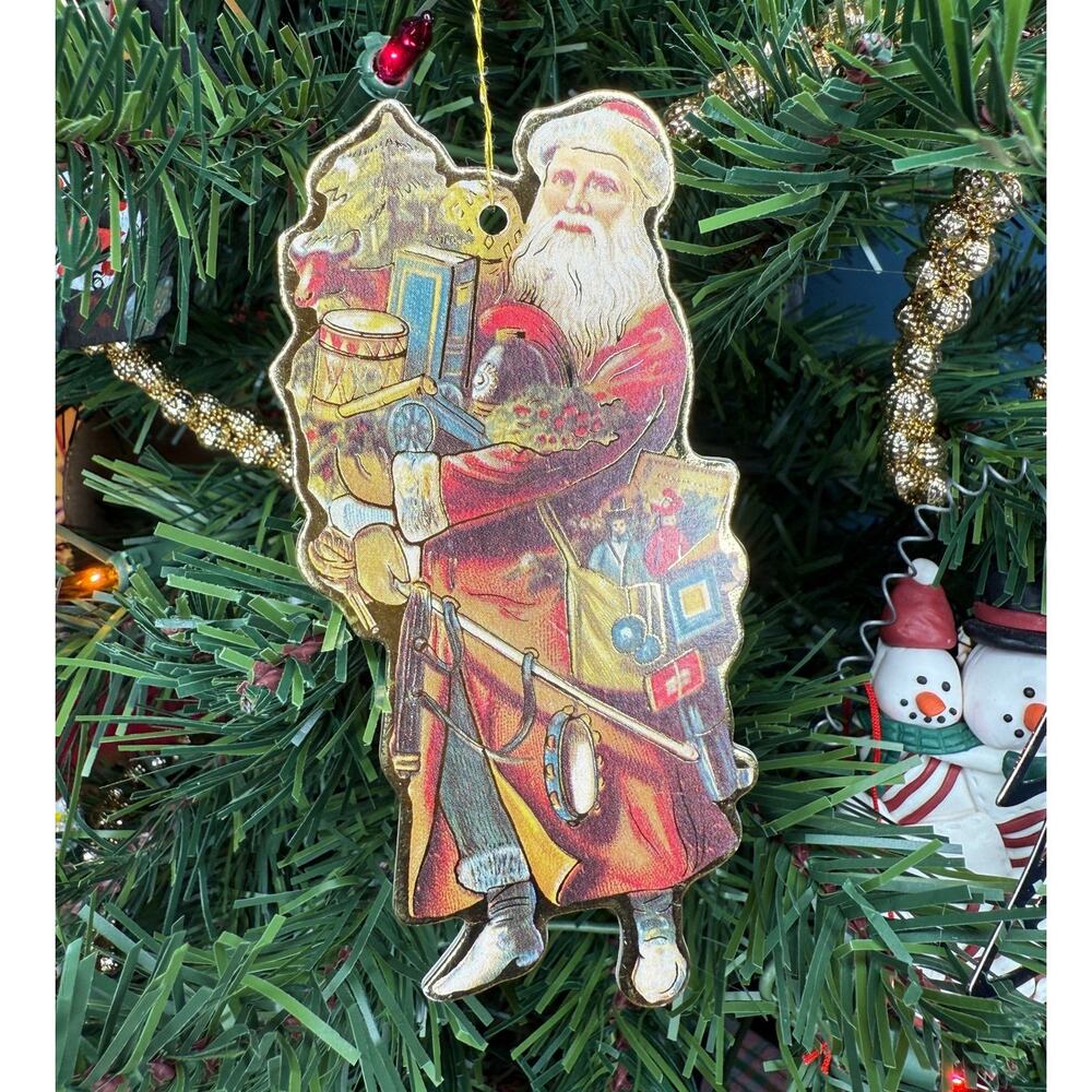 Vintage Christmas Ornament Santa Claus Victorian Die-Cut Santa Flat Ornament